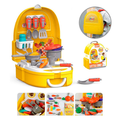 Cocina Maleta Chef Juguete 2 en 1 Didáctico Cocinero Niños